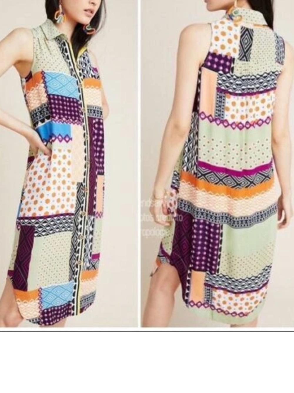 Anthropologie Everyway sleeveless patchwork shirt dress